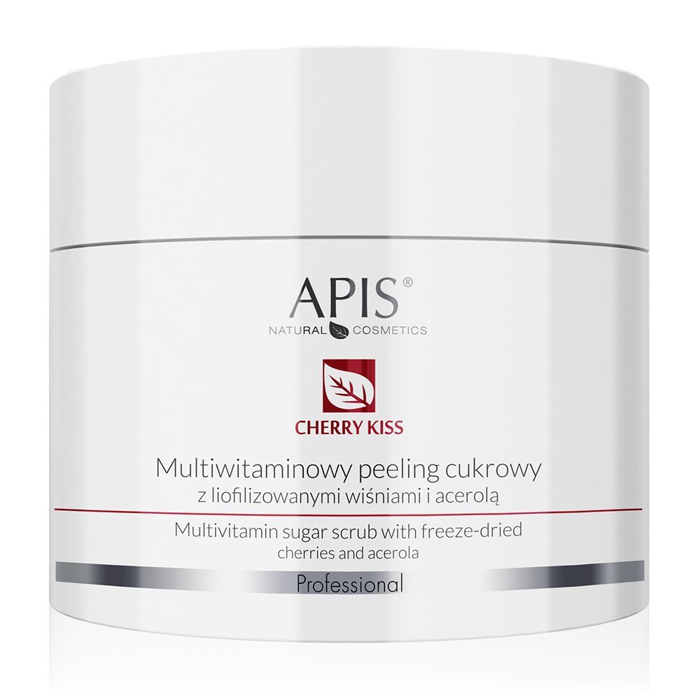 Apis Professional Multiwitaminowy peeling cukrowy z liofilizowanymi wiśniami i acerolą Cherry Kiss 220ml apispro-53435