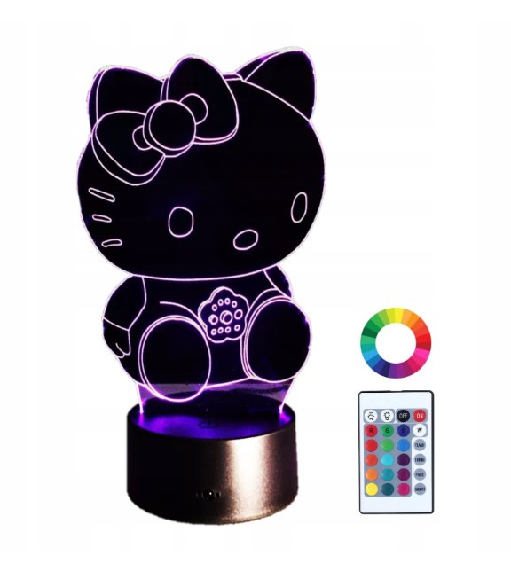 Lampka Nocna Hello Kitty Grawer 3D Led Imię
