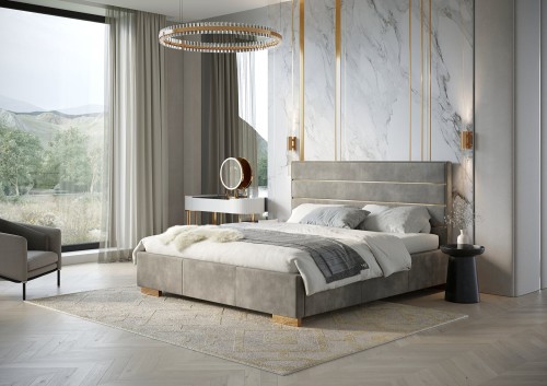 Łóżko tapicerowane Quaddro Full Gold z pojemnikiem New Design