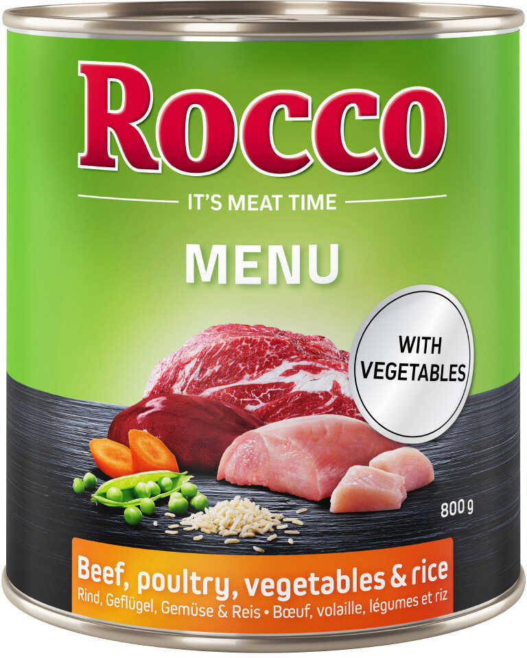 Rocco Menu, 6 x 800g - Wołowina i kurczak z warzywami i ryżem