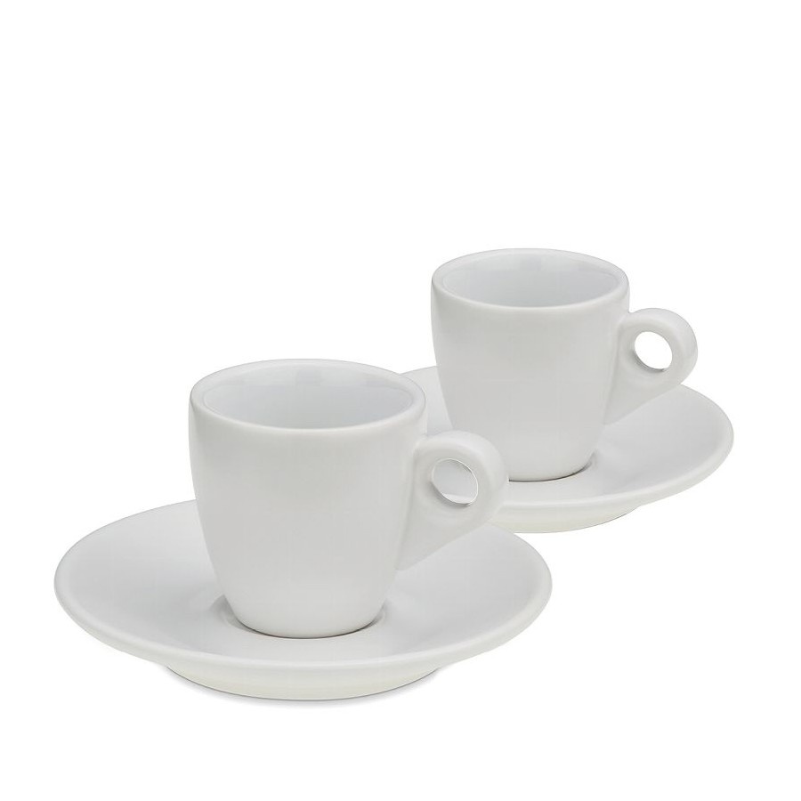 Filiżanki do espresso ze spodkami, 2 szt., ceramika, 0,05 l, śred. 12 x 6,5 cm, białe kod: KE-12748