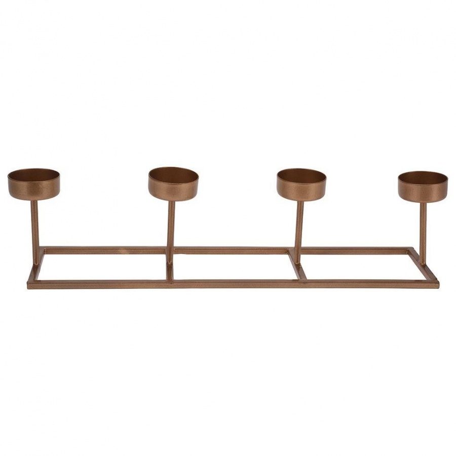 świecznik na 4 świeczkę tealight metalowy złoty 35x8,5x9 cm kod: O-569529