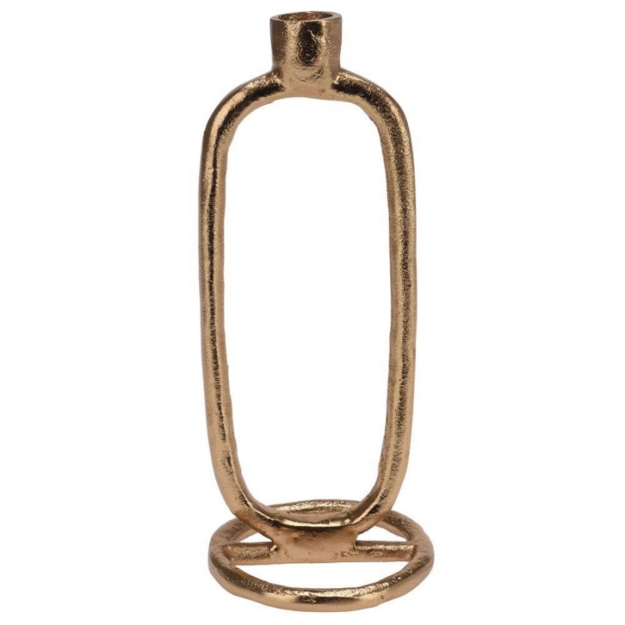 świecznik na długą świeczkę aluminiowy złoty 24 cm kod: O-569527
