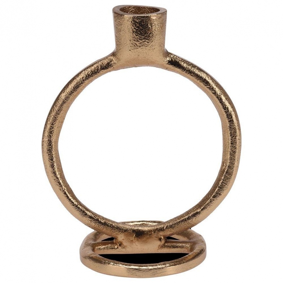 świecznik na długą świeczkę aluminiowy złoty 15 cm kod: O-569525