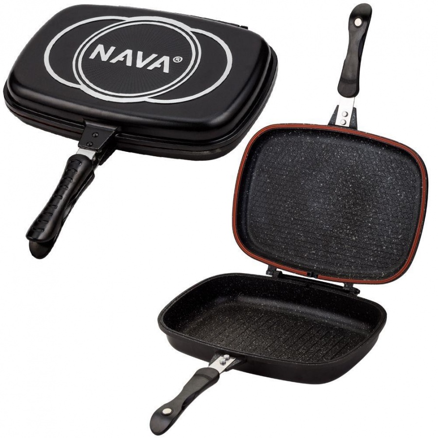 Patelnia granitowa FUNTZIO, dwustronna, grillowa, zamykana, prostokątna, z uszczelką, 36 cm kod: O-10-142-005