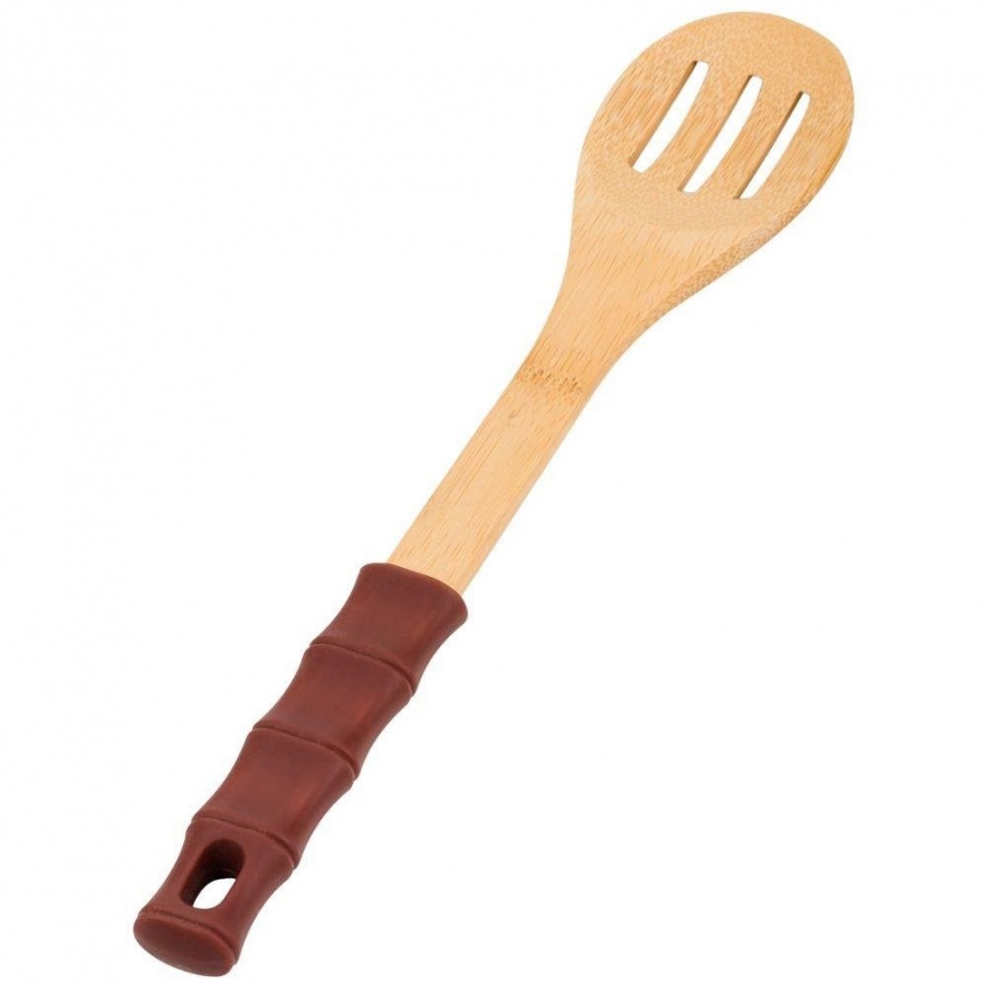 Łyżka kuchenna, drewniana, bambusowa, z silikonowym uchwytem kod: O-10-107-021