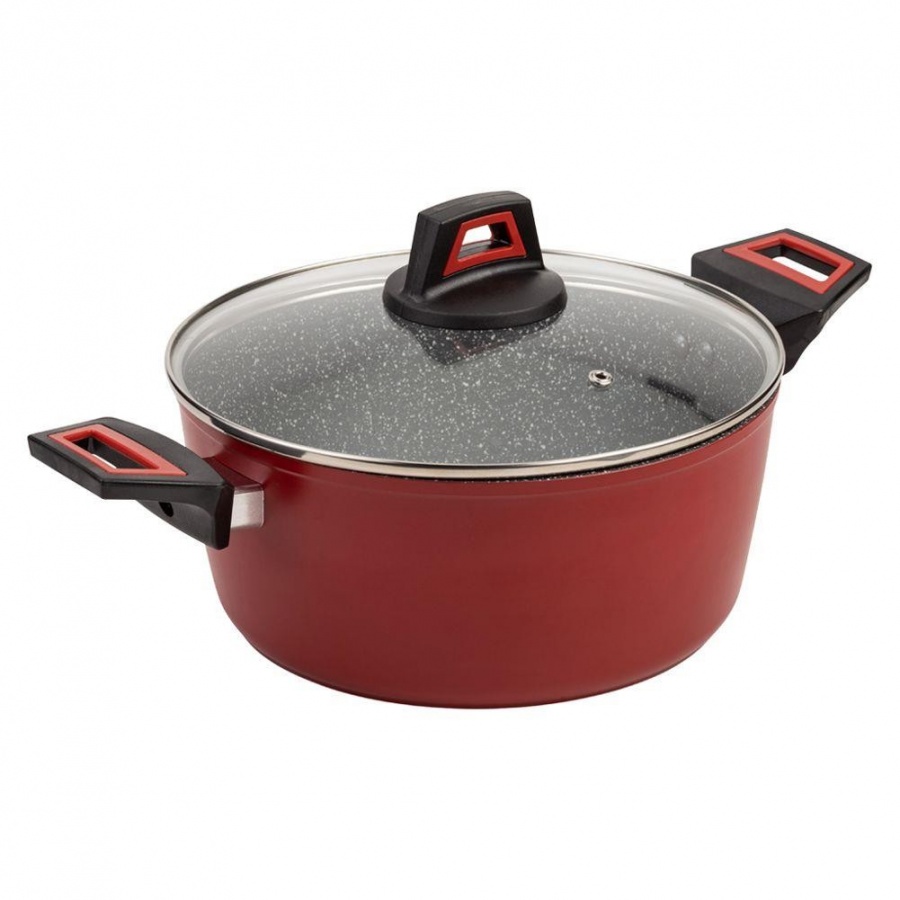 Garnek granitowy do gotowania duszenia z pokrywką szklaną taurus 20 cm 2,2 l kod: O-10-144-070