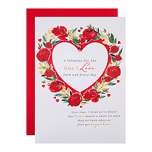 Hallmark Kartka walentynkowa dla One I Love - klasyczne róże i serdeczny wzór wersetu