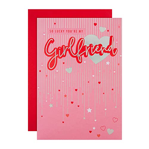 Hallmark Kartka walentynkowa dla dziewczyny - klasyczny wzór z różowym sercem i gwiazdą