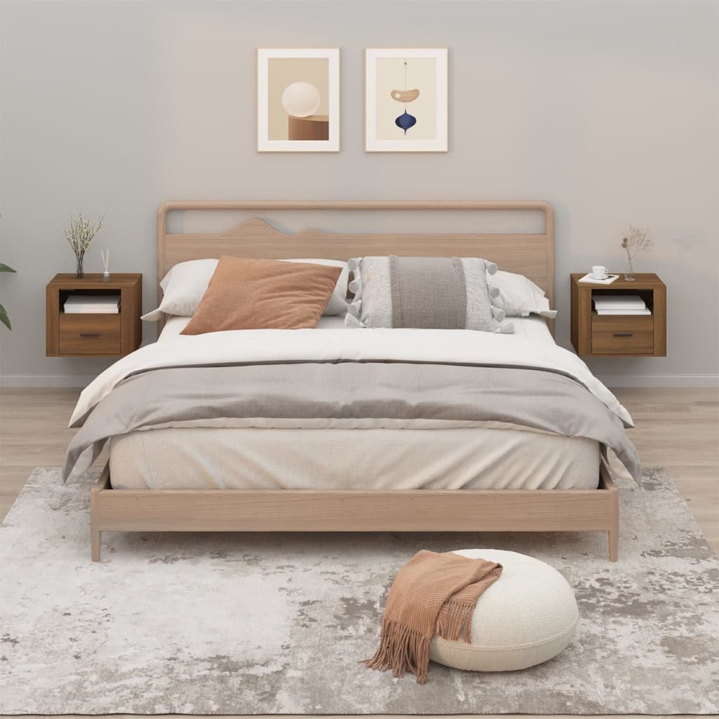 Lumarko Wiszące szafki nocne, 2 szt., brązowy dąb, 50x36x40 cm