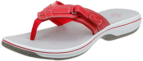 Clarks Damskie japonki morskie, Nowy czerwony syntetyczny - 44.5 EU