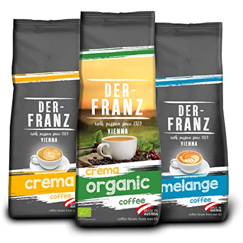 Der-Franz Kawa mielona, Zestaw 3 x 500 g, (1 x Crema, 1 x Melange, 1 x Crema Organiczna)