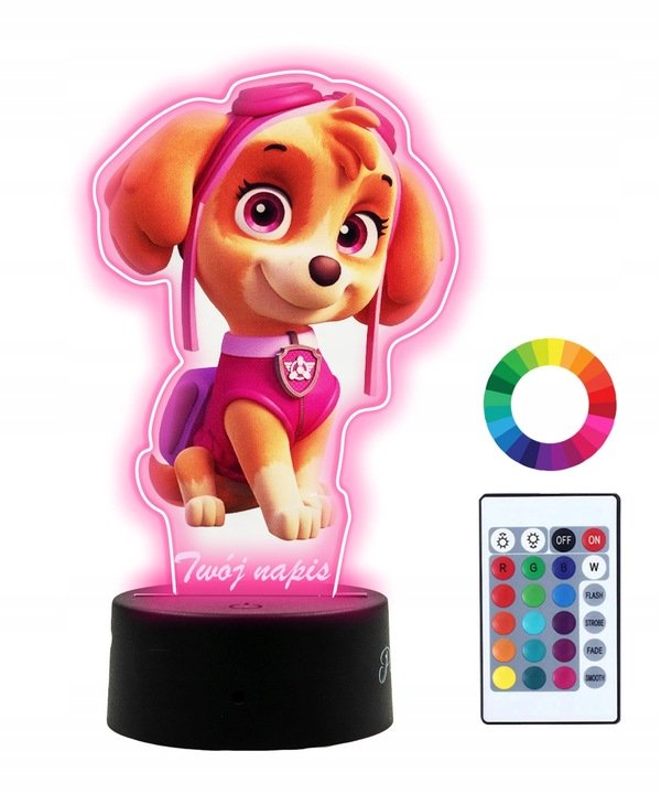 Lampka Nocna z Nadrukiem 3D Led Psi Patrol Skye