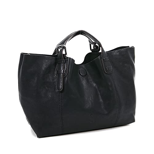 Abbacino mała skórzana torba shopper, czarny