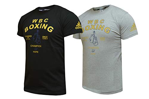 adidas Unisex WBC rękawice bokserskie T-shirt trening siłownia fitness top treningowy, czarny, S