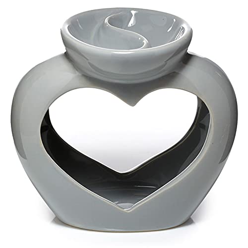 Puckator Kominek ceramiczny Serce 13,5 x 15,5 x 9 (szary, podwójny) 946