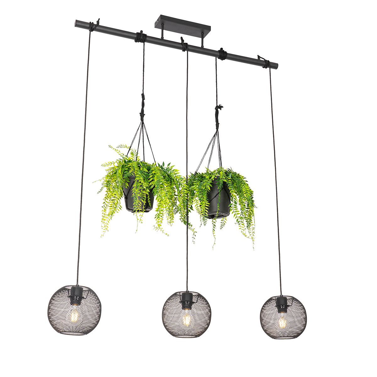 QAZQA Industrialna lampa wisząca czarna 3-punktowa - Flor