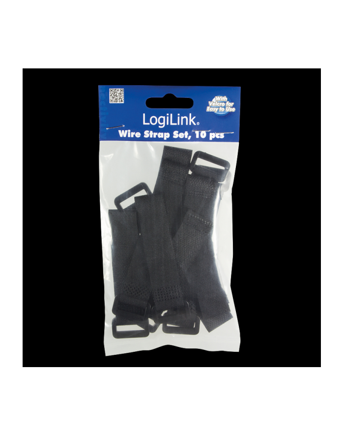 Organizer kabli LogiLink KAB0056 rzep, 10szt, czarny
