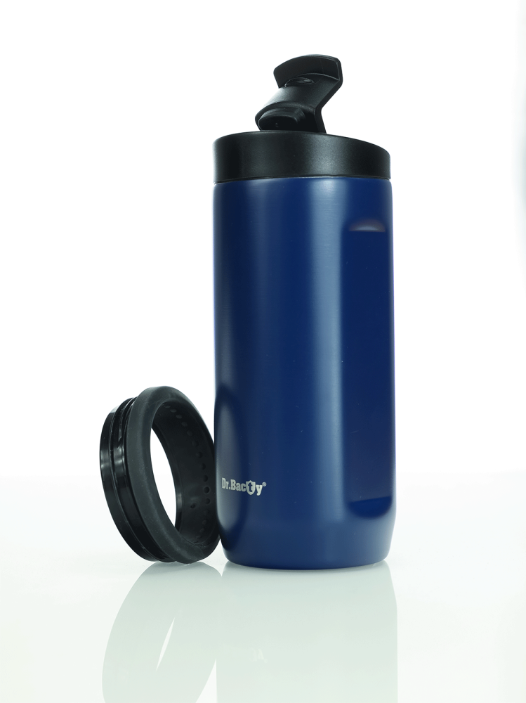 Kubek termiczny na kawę 2 w 1 Dr.Bacty Notus 360 ml Galaxy Blue granatowy