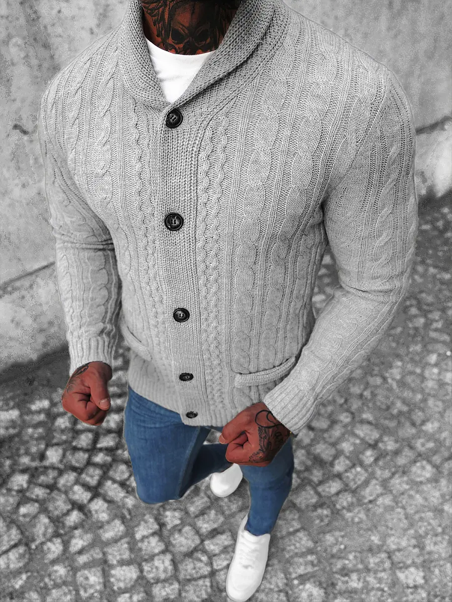 Sweter męski kardigan szary OZONEE NB/MM6017/2 - Ozonee