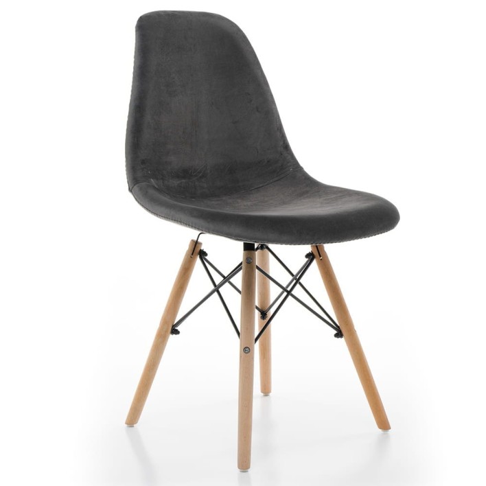 NOWOCZESNE KRZESŁO EAMES EM01 WELUR POPIEL