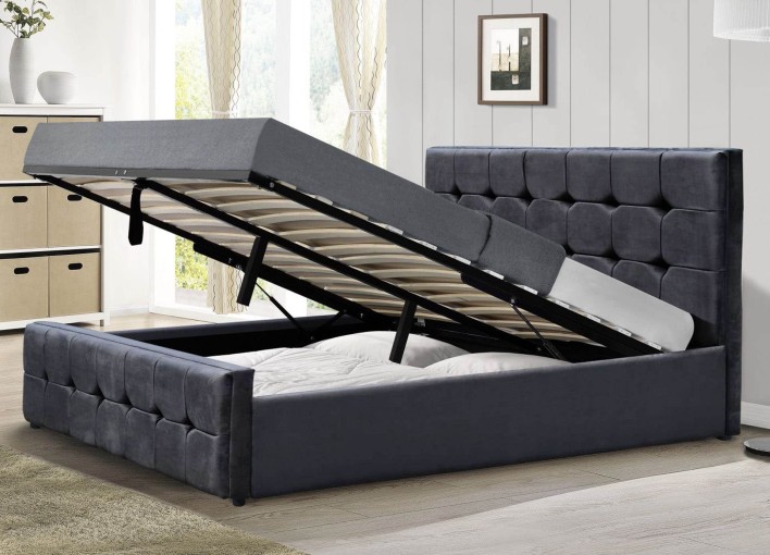 ŁÓŻKO TAPICEROWANE DO SYPIALNI 180X200 SFG015P CHARCOAL CIEMNY POPIEL