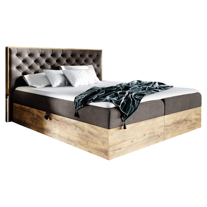 Łóżko kontynentalne 160x200 WOOD3 / z pojemnikiem