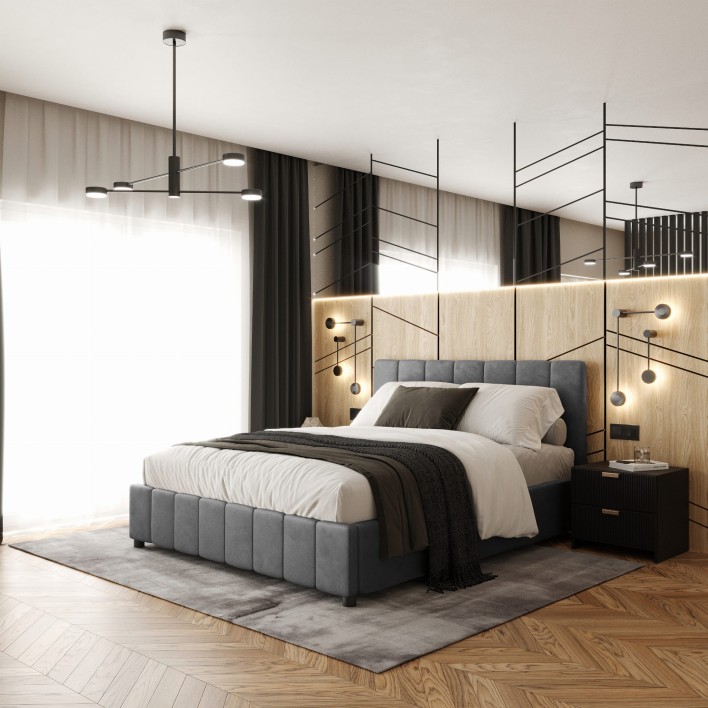 Łóżko tapicerowane 180x200 LEA II z pojemnikiem na pościel kolor do wyboru [P]