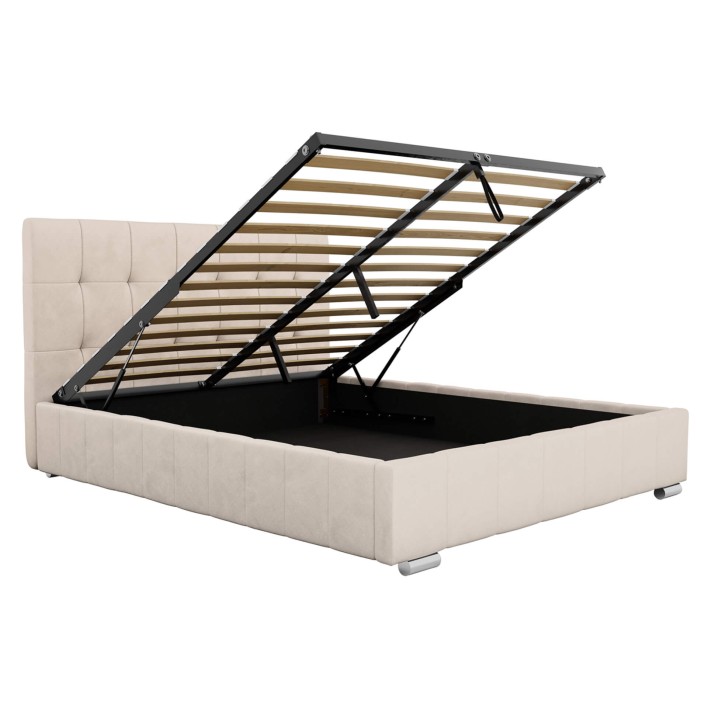 Łóżko 160x200 z pojemnikiem LB-150P welurowe, beżowe