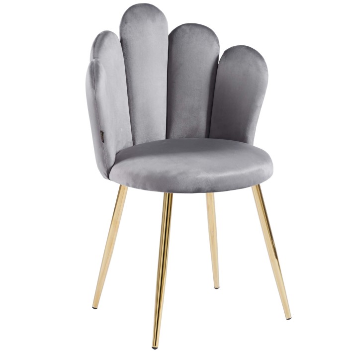 Krzesło muszelka szare DC-1800 welur 20 , złote nogi