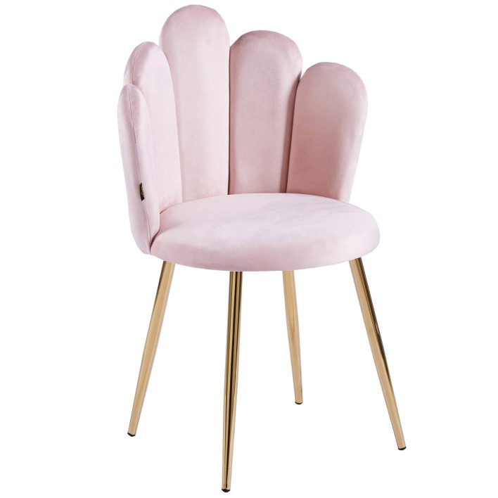 Krzesło muszelka Glamour DC-1800 złote nogi, różowy welur #33