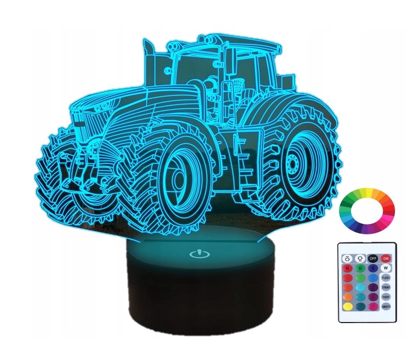 Lampka Nocna Traktor 3D Led Pilot Imię Grawer