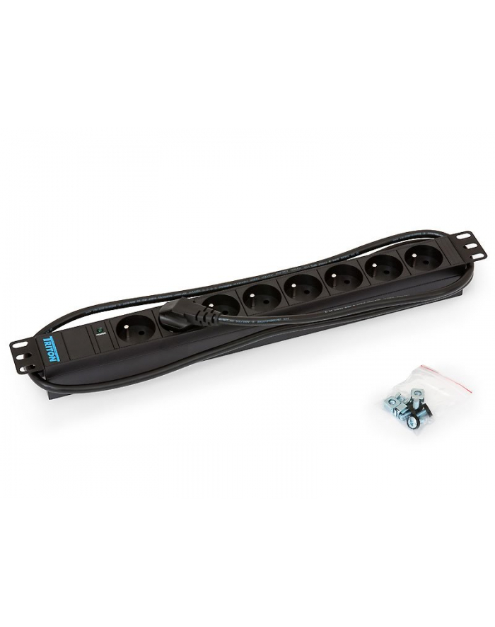 Triton Listwa zasilająca 19  RAB-PD-X05-A1 (8 gniazd w standardzie ČSN  max. 16 A  przewód 3 x 1 5 mm o długości 2 m  wtyk DIN49441 16 A  kolor czarny RAL 9005  wskaźnik zasilania LED)