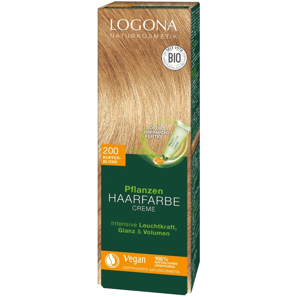 Logona naturalny kosmetyki roślin-kolorze kremowym do włosów 200 miedzi blond, 150 ML 3002