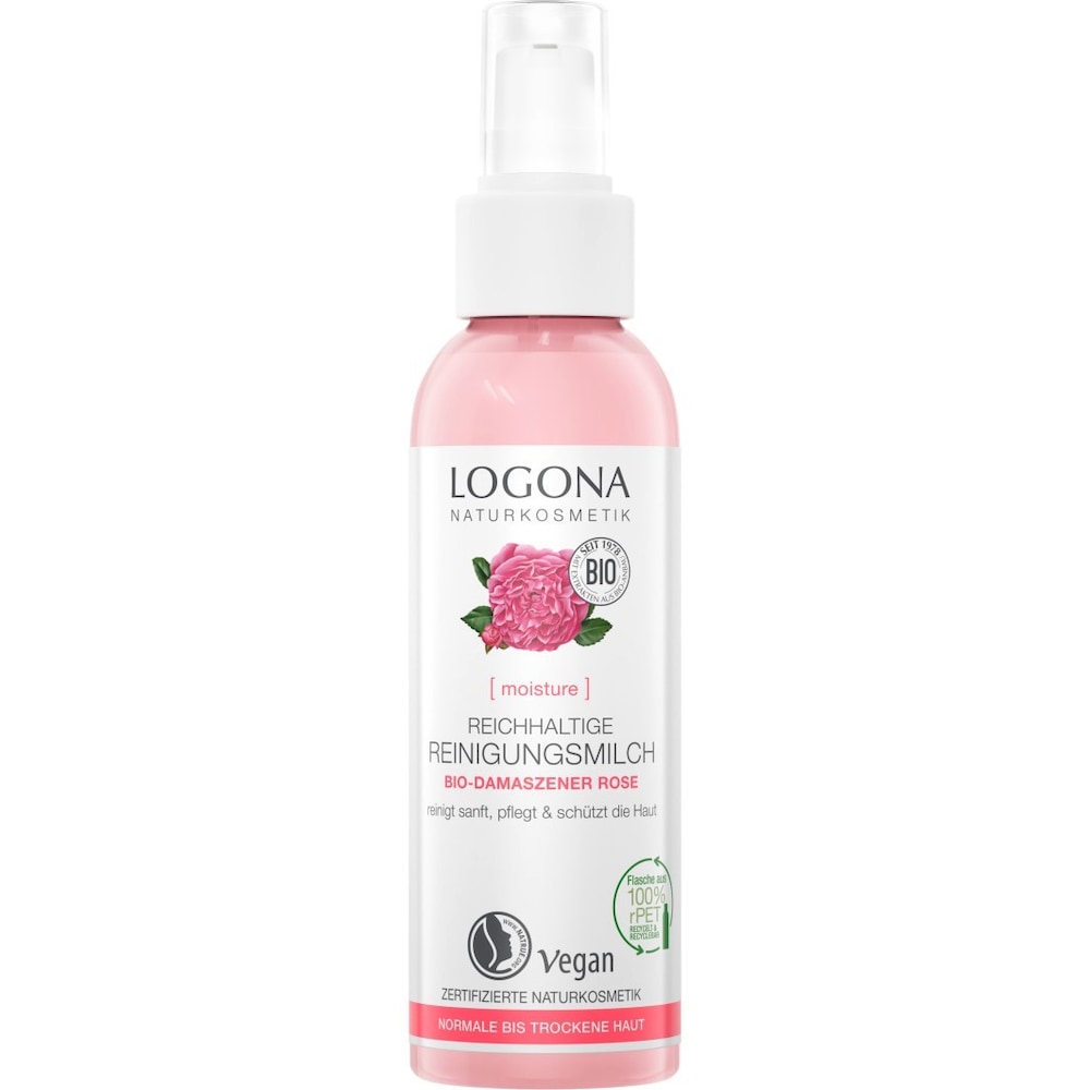 Logona Moinsture Lift Bogate mleczko oczyszczające do twarzy z organiczną różą damasceńską 125.0 ml