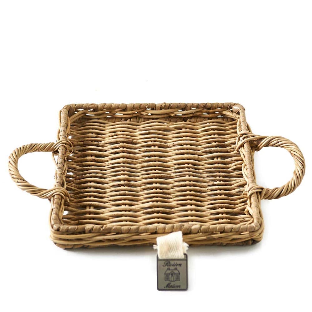 Riviera Maison Rustykalna taca rattanowa mini kwadratowa 20x27x8 cm