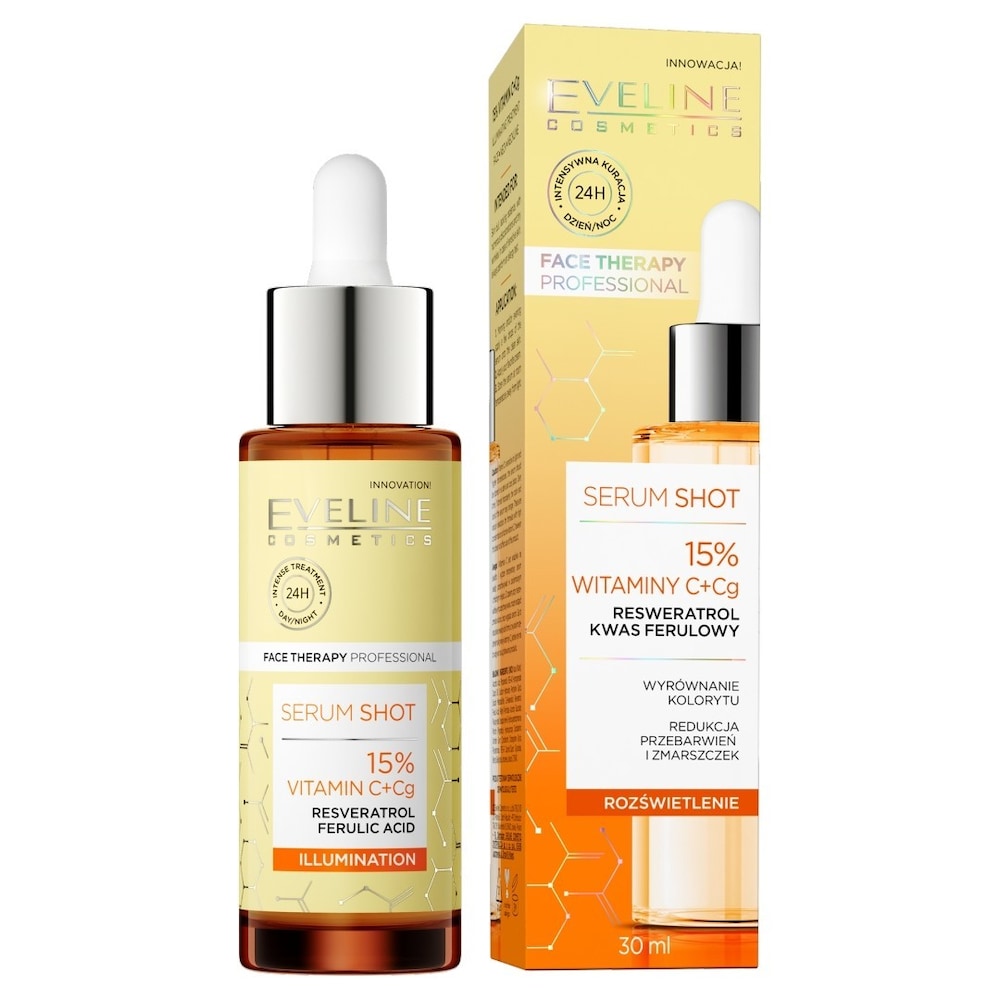 Eveline Cosmetics Serum Shot Kuracja rozświetlająca, 15% witaminy C+Cg 30.0 ml