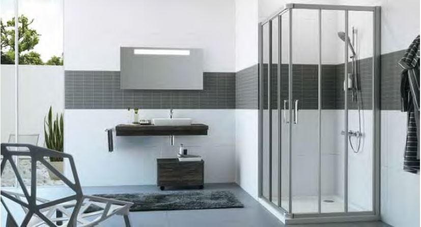 Huppe Classics 2 4-kąt Wejście narożnikowe, drzwi suwane 2-częściowe (1/2) 105x190 cm profile srebrne matowe, szkło privatima Anti-Plaque C20217087375