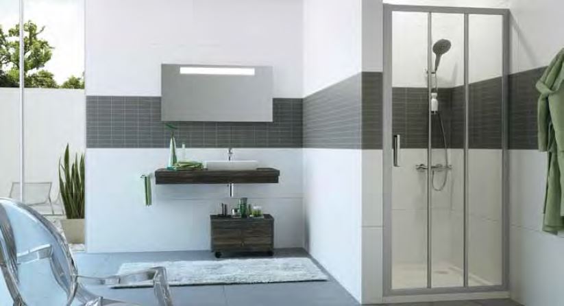 Huppe Classics 2 4-kąt Drzwi suwane 2-częściowe ze stałym segmentem 80x200 cm profile srebrne połysk, szkło przezroczyste C20306069321