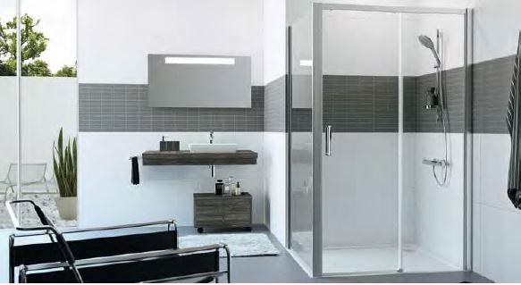 Huppe Classics 2 EasyEntry 4-kąt Drzwi suwane 1-częściowe ze stałym segmentem 170x200 cm mocowanie lewe, profile srebrne połysk, szkło przezroczyste C25314069321