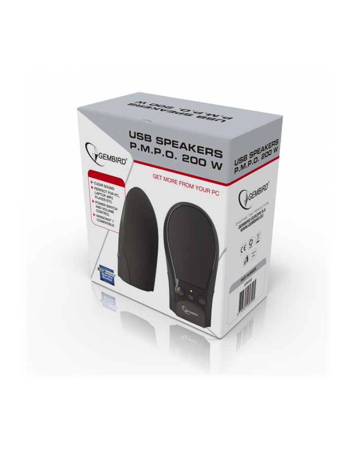 GŁOŚNIKI GEMBIRD 2.0 SPK502 BLACK PMPO 200W USB SPK502