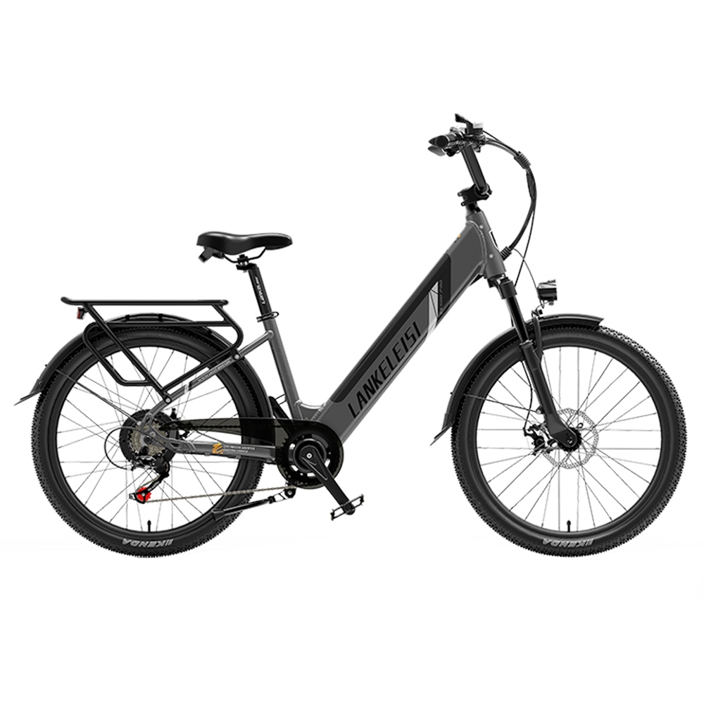 LANKELEISI ES500PRO Electric Bike 500W Motor 48V 16Ah Battery 24'' Tire 32km/h Max Speed Shimano 7 Speed Gear - Grey