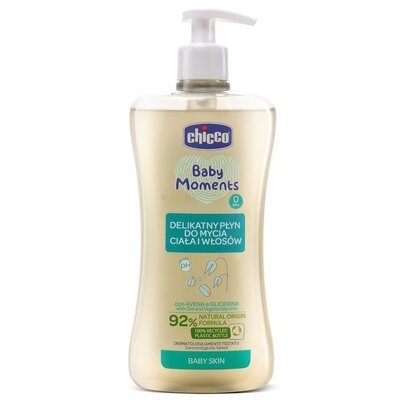 Chicco DELIKATNY PŁYN DO MYCIA CIAŁA I WŁOSÓW 500 ML 0 M+ Baby Moments TOW018712