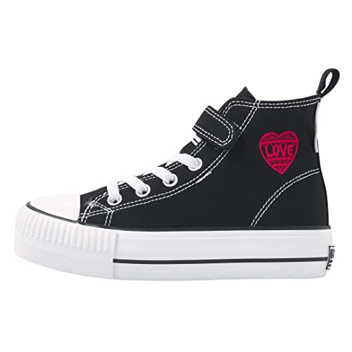 British Knights Kaya MID trampki dziewczęce HIGH-TOP, schwarz liebe herz, 32 EU