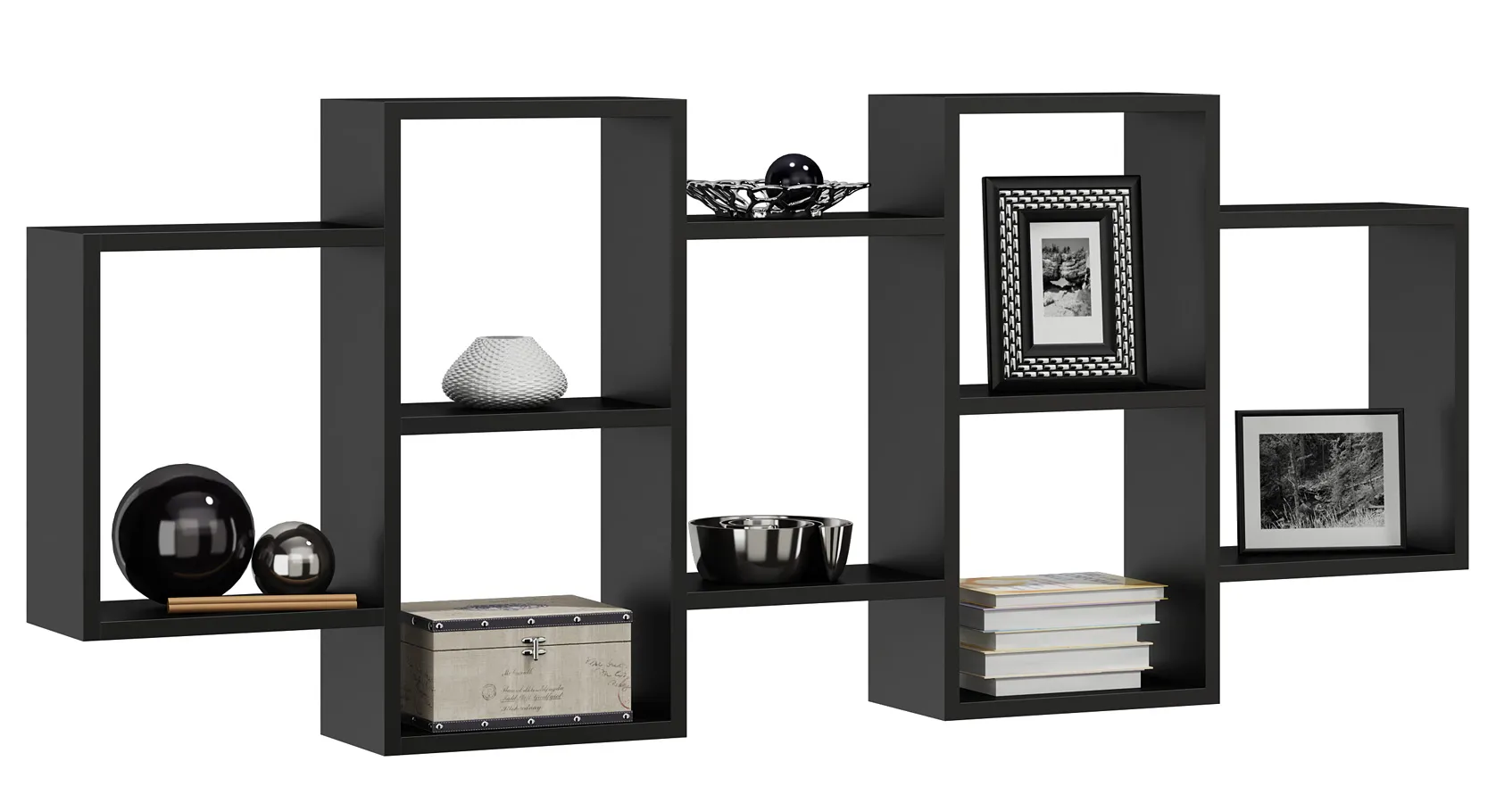 Czarna Nowoczesna Półka Ścienna T4-A44