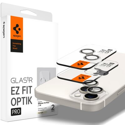 Spigen Szkło hartowane na obiektyw Optik.Tr Camera Lens Protector do Apple iPhone 14/14 Plus Starlight (2szt.)