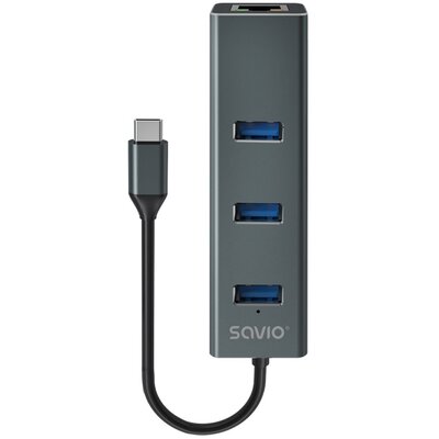 SAVIO AK-57 3-PORTOWY HUB USB-C Z ADAPTEREM RJ-45