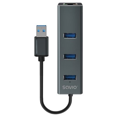 SAVIO AK-58 3-PORTOWY HUB USB-A Z ADAPTEREM RJ-45