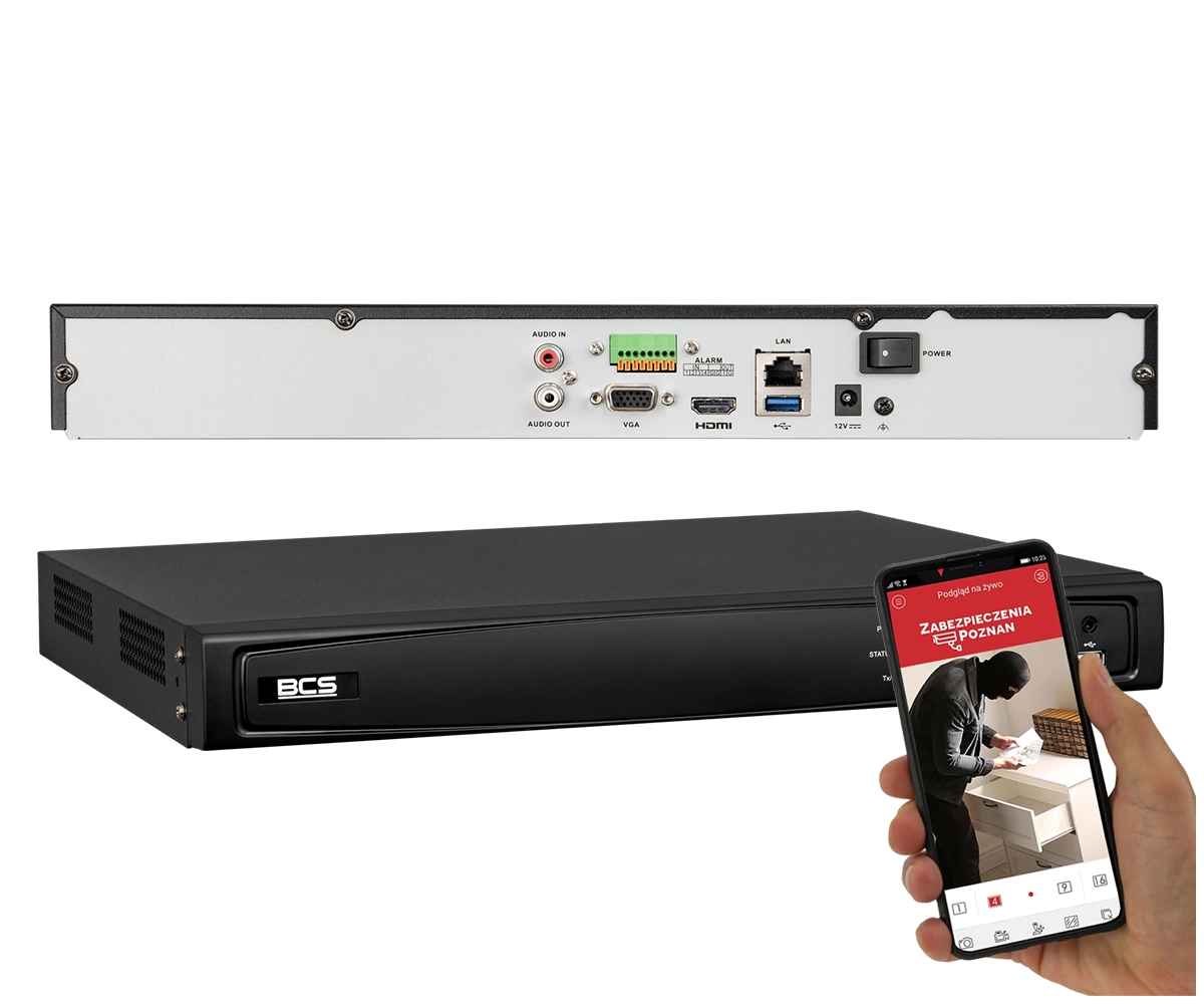 Rejestrator IP BCS VIEW BCS-V-NVR1602-4KE na 16 kamer IP do 8MPx