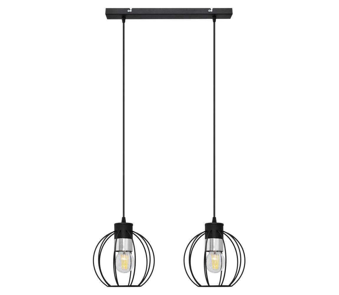 Żyrandol na lince STARLIGHT 2xE27/60W/230V czarny/srebrny